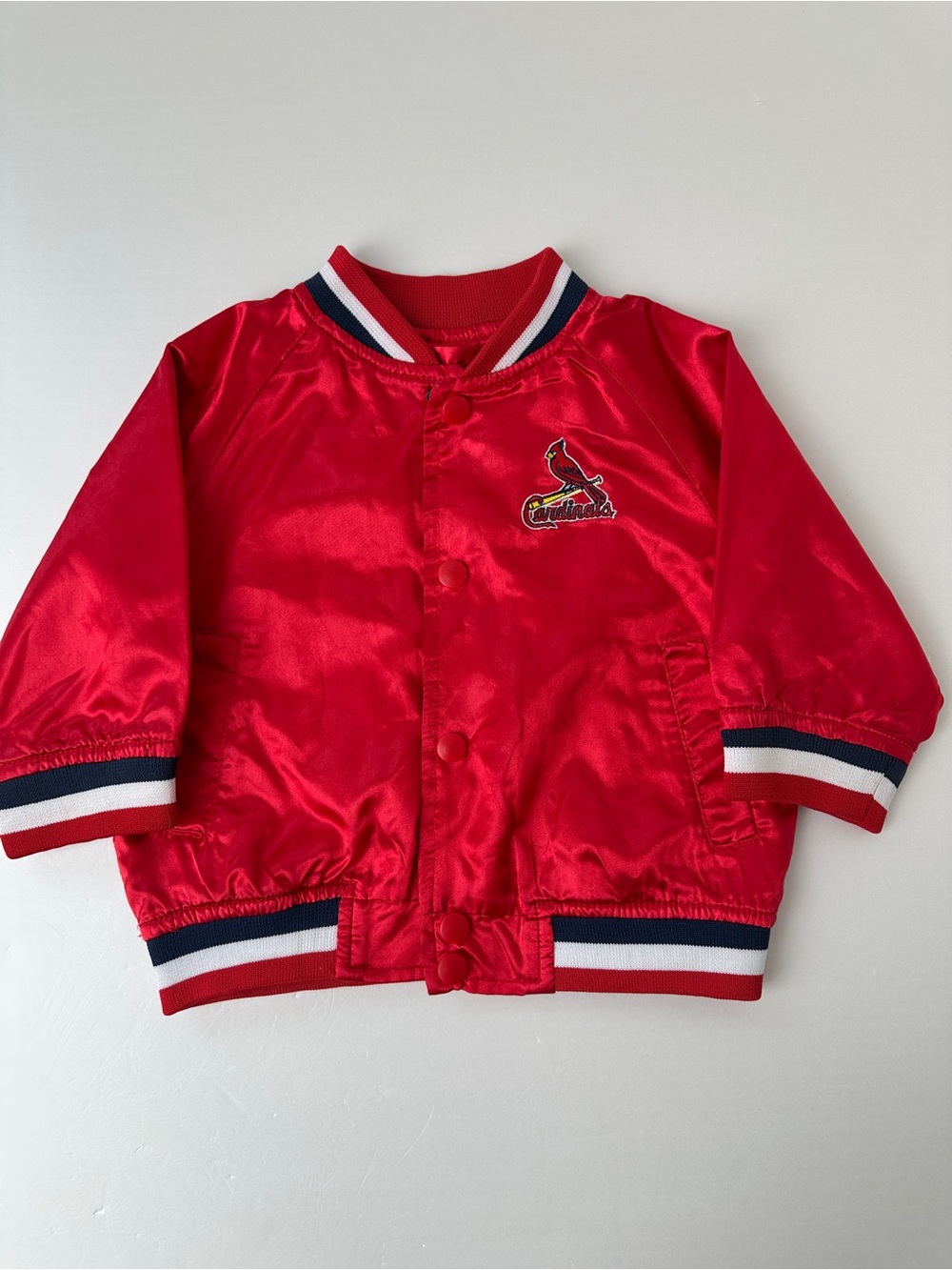 Baseball St Louis Cardinals Satin Bomber Jacket Toddler 18 Months MLB Red
